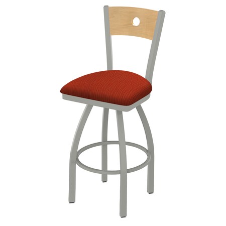 Holland Bar Stool Co 30" Swivel Counter Stool, Nickel Finish, Nat Back, Graph Poppy Seat 83030ANNatMplB021